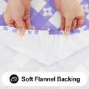 Rectangle Vinyl Table Cloth, Waterproof Elastic Fitted Tablecloth with Flannel Backing, Plastic Table Cover for Picnic, Camping, Outdoor (White & Lavender, 30"x72")