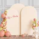 Wokceer Wedding Arch Backdrop Cover (7.2FT, 6.6FT, 6FT) Set of 3 Spandex Fitted Beige Arch Covers Round Top Chiara Arches Covers Stretchy Backdrop for Birthday Party Ceremony Banquet Decor