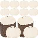 Blulu 24 Pcs Wooden Pumpkin Cutouts Thanksgiving Unfinished Wood Cutout Blank Pumpkin Shape Cutout for Fall Thanksgiving Party DIY Craft Decoration Supplies (Wood Color)