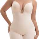 Decorus Backless Shapewear Bodysuit For Women: Low Back Shapewear Tummy Control - Open Back Plunge Body Shaper For Dress XL