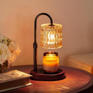 Homelist Candle Warmer Lamp, Adjustable Height for Home Decor, Vintage Candle Warmer Dimmable with Timer, GU10 Bulb, Table Lights for Bedroom, Tea Room, Rest Room (Black)