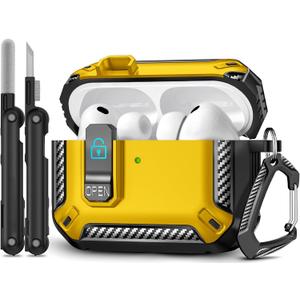for AirPods Pro 3 Case (2025 New), Secure Lock Cases Cover with Cleaning Kit & Keychain Compatible with Airpods Pro 3rd Generation Case for Men Women, Powerful Drop Protection