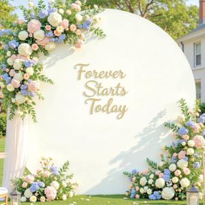 7.2 FT Ivory Round Backdrop Cover for Circle Balloon Arch Stand Stretchy Circle Arch Backdrop Covers for Wedding Arch Baby Shower Birthday Party Photo Shoot Photography Arch Background Decorations
