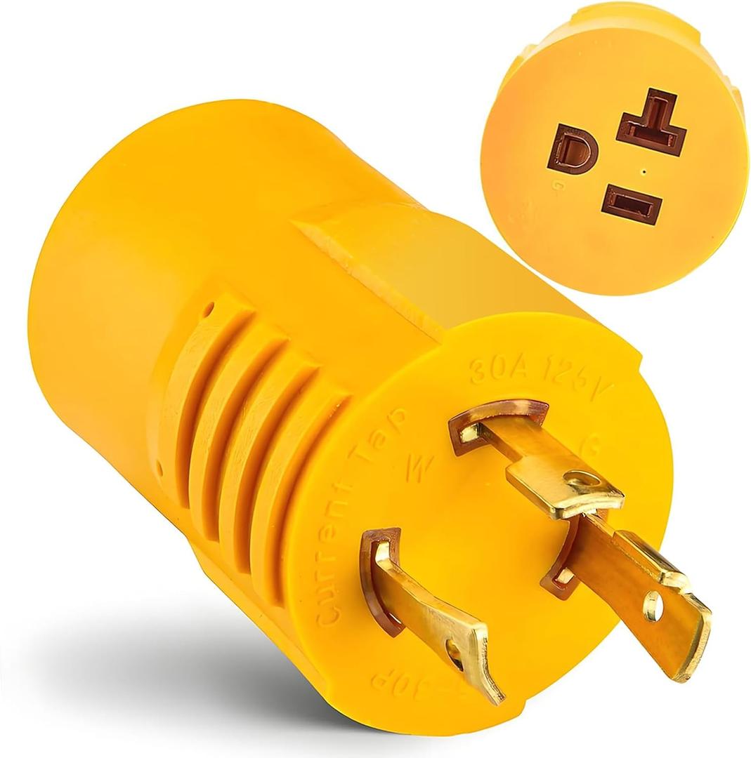 30 Amp to 110 Adapter for Shore Power,NEMA L5-30P Twist Lock to 15/20 Amp Marine & RV Adapter,30A 125V Converts to Household 15A/20A 120V for Generator, Boats, Camper & Home