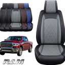 YIERTAI Car Seat Covers for Dodge Ram Fit 2009-2026 1500 2010-2026 2500 3500 Classic Bighorn Longhorn Laramie Tradesman Truck Gray Front
