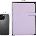 Hardcover Leather Journal Notebook A5 Lined 208 Pages 5x8.25 Inches Gold Edged Pages with Strap Closure Travel Work School Writing Journaling Notebooks for Women Men Gift Box Packaging Light Purple