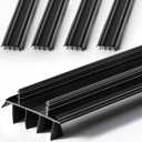 Pushglossy 4 Pcs Replacement Door Bottom with Vinyl Fins 36" Long 1 3/4" Wide Threshold Seal Bottom of Door Weatherstrip Kerf Weather Stripping for 7/8" Between Barbs (Black)