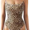 SUUKSESS Women Sexy Square Neck Thong Bodysuit Backless Cami Bodysuit Top Size M