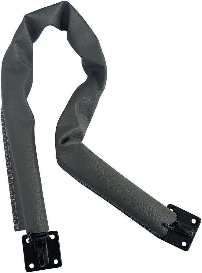 QCAA Extra Heavy Storm Door Chain Check, 25-1/2" Length, Solid Brass Bracket, Matte Black, 304 Stainless Steel Hook, Grey Textured Vinyl Cover, 1 Pack, Made in Taiwan