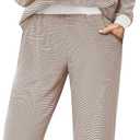 JUSTFASHIONNOW Women's Pajama Sets 2 Piece Striped Lounge Sets Long Sleeve Top and Pants Soft Sleepwear Pjs 2026 Fall Outfits (Brown, XXL)