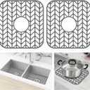AWOKE Silicone Sink Protectors for Kitchen Sink, 12" x 11" Mat for bottom of sink, Center Drain Hole, Protect from Stains, Scratches, Dishwasher Safe Grid for Kitchen (2 Pack, Gray)