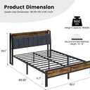 Liians Queen Size Bed Frame with Storage Headboard, LED Lights