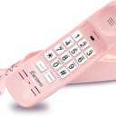 Retro Corded Landline Phone, Vintage Wall Mount & Desk Telephone - No Power Required, Emergency Use, Big Button for Seniors/Elderly with Loud Ringer & Flashing Light, Clear Sound (Pink)
