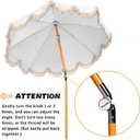 6.5ft Pagoda Beach Umbrella with Fringe, UPF 50+ Boho Umbrellas with Carry Bag, Premium Wood Pole Foldable Tassel Umbrella for Outdoor Garden Lawn Pool Yard Table