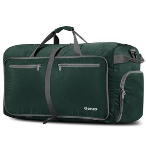 Gonex 150L Large Foldable Travel Duffle Bag with Shoe Compartment, Packable Lightweight Water Resistant Duffel Bag for Camping Gym Weekender, Blackish Green