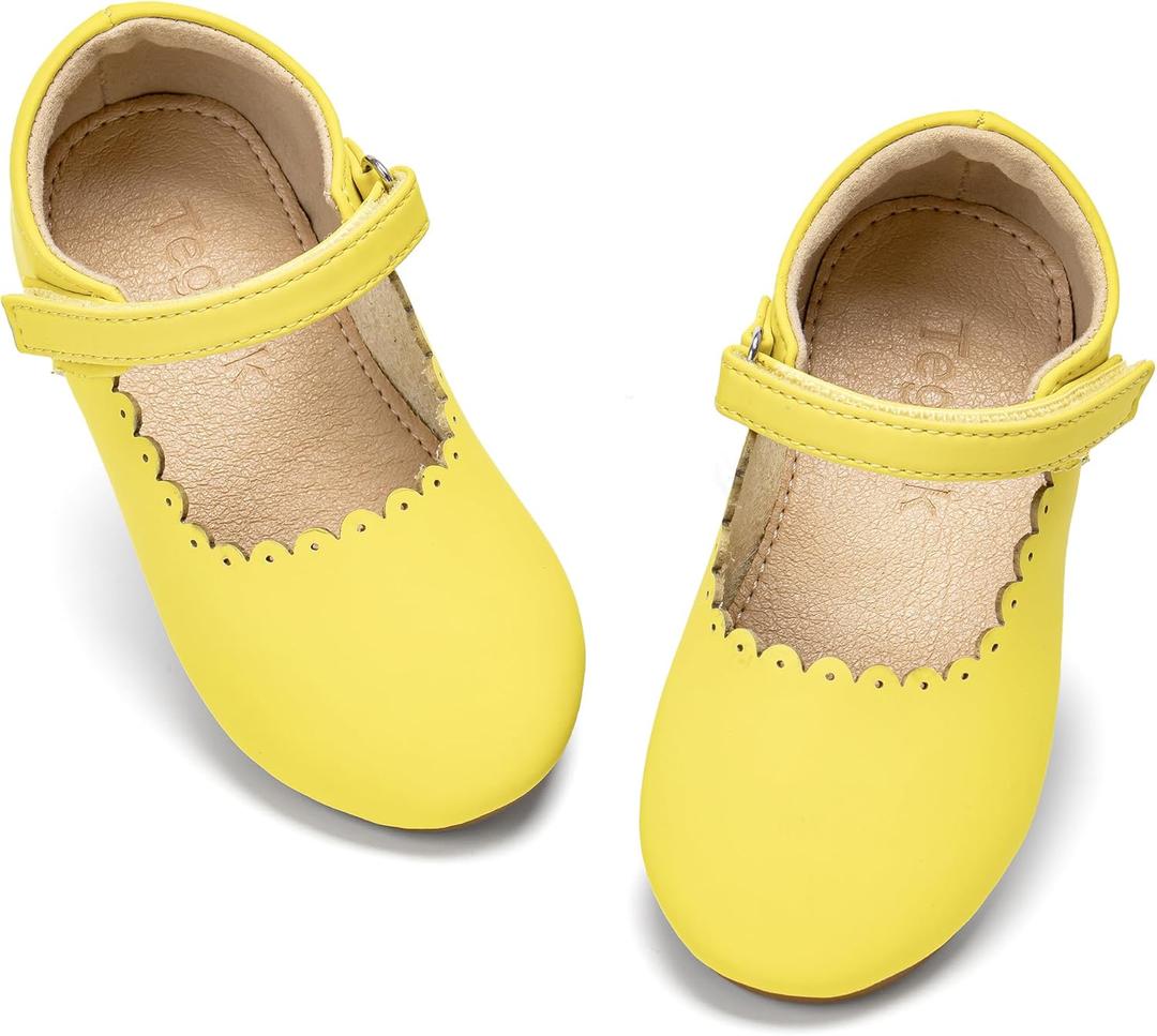 Girls' Vintage Mary Jane Ballet Flats - Shiny Patent Leather Party Shoes (10 Toddler, Tf516-sunbeam Yellow)
