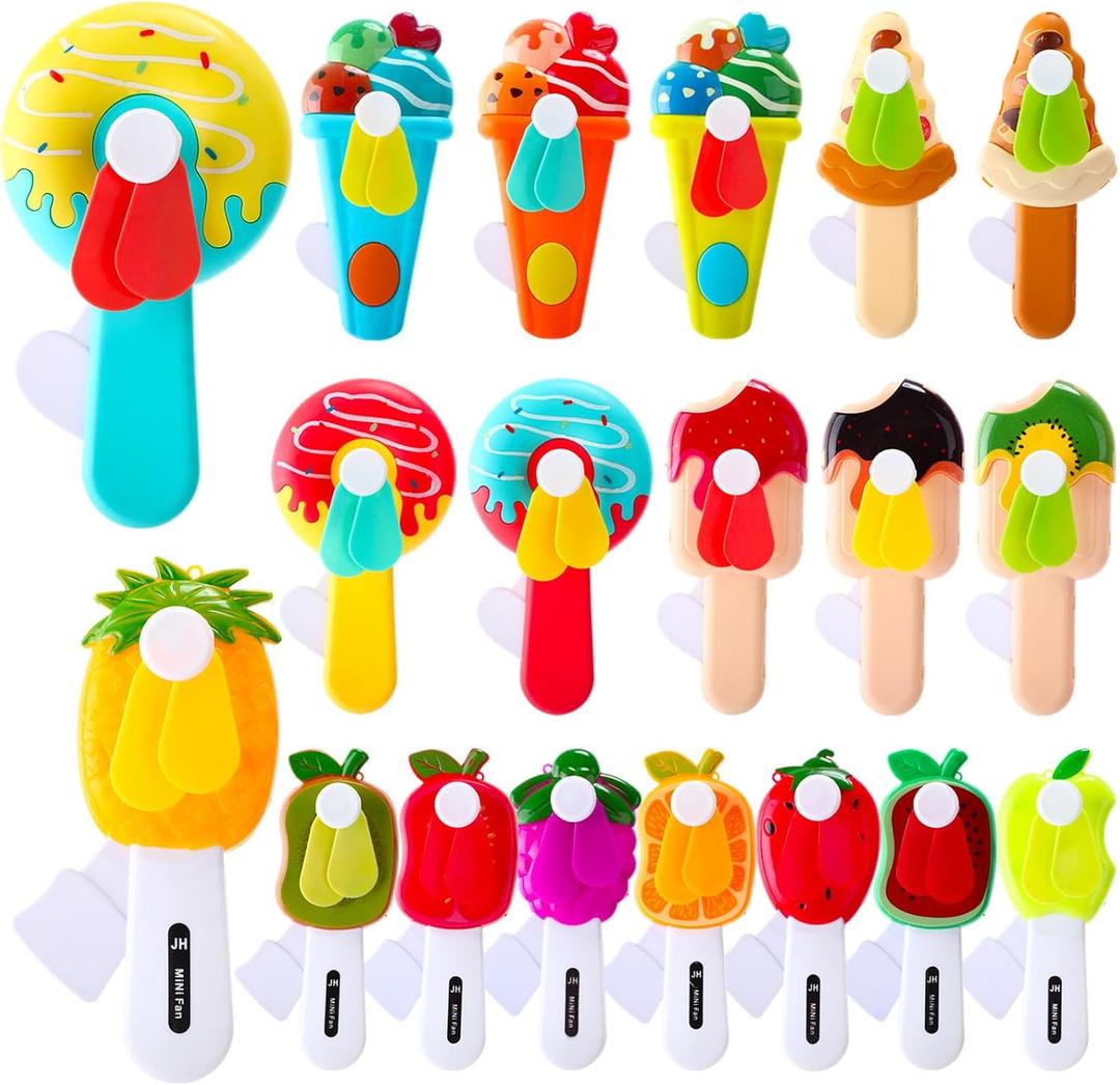 38 Pcs Mini Portable Fans Bulk Cute Summer Party Favors Handheld Press Manual Cooling Ice Cream Fruits Sweet Treats Fans for Outdoor Pool Birthday Gifts