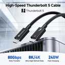 Cable Matters [Intel Certified] 80Gbps Thunderbolt 5 Cable with up to 120Gbps Bandwidth Boost and 240W Charging - 0.5m / 1.6ft, Compatible with Thunderbolt 4, USB4, and USB C, Black
