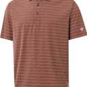 M MAELREG Mens Striped Golf Shirts Short Sleeve Silk-Like Touch Water-Resistant Breathable Soft Collared Polo Shirts for Men (XL)