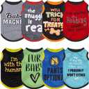 Saintrygo 8 Pieces Dog Shirts Pet Printed Clothes with Funny Letters Summer Pet T Shirts Cool Puppy Breathable Dog Outfit Soft Sweatshirt Cats(Classic Pattern,X- Small)