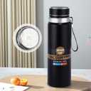 33 Oz Insulated Water Bottle Double Wall Vacuum for Coffee, Tea & Sports  Keeps Drinks Hot for 24 Hrs & Cold for 24 Hrs (Black)