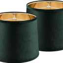 Green Fabric Lamp Shades Set of 2 Medium Lamp Shade-11×13×10 Inch, Lampshades fit with Spider for Table Lamps, Floor Replacement, Modern Farmhouse Lamp Shades，By GO&SO Hardback