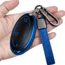 Key Fob Cover with Keychain Soft Full Protection Key Shell Key Case Compatible with Hyundai 2023 2024 2025 Ioniq 6 Grandeur GN7 KONA Smart Key (Blue, 7 Buttons)
