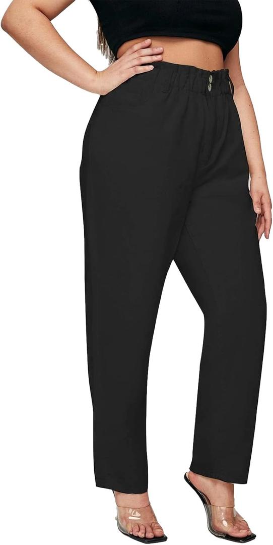 Plus Size Women Harem Ankle Jeans White and Black Color Curve Spring Summer 26W Mom Capri Pants (Plus-Size, 6XL, Black)