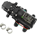 12V DC Fresh Water Pump with 2 Hose Clamp 12 Volt Diaphragm Pump Self Priming Sprayer Pump with Pressure Switch 4.5 L/Min 1.2 GPM 110 PSI Adjustable for RV Camper Marine Boat Lawn