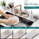 eormoe 30 Inch Faucet Mat for Kitchen Sink - Instant Dry Sink Protector for Countertop, Extra-Long Diatomaceous Earth Stone Sink Tray Around Faucet for Kitchen Bathroom RVs (Light Grey, 30" x 3.9")