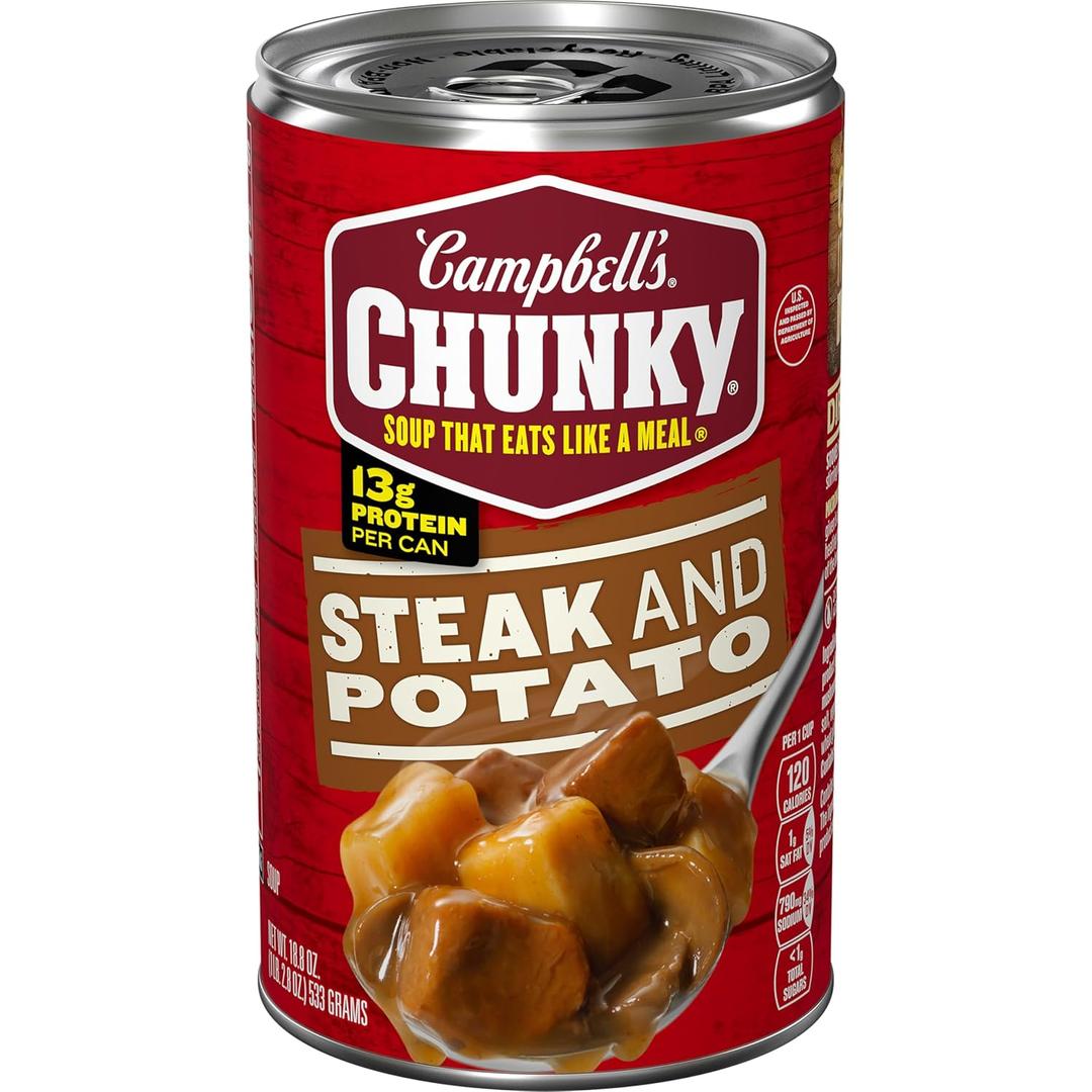 Campbells Chunky Soup, Steak And Potato Soup, 18.8 Ounce Can BB Date Not Found 