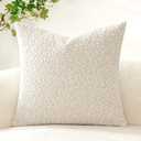 Pack of 1 Decorative Boucle Throw Pillow Covers Textured Square Euro Pillowcaes Accent Solid Cozy Soft Cushion Covers Home Decor for Sofa Couch Living Room Bed,24x24 Inch Lvory