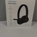 TECKNET Wireless Headset, Bluetooth Headset with Noise Cancelling Microphone - Rechargeable Bluetooth V5.2 Headphones, 50H Playtime & Mic Mute, On Ear Headphones for Trucker/Remote Work/Call Center (Deep Black)