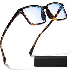 AMBEYE TR90 Blue Light Glasses - Bluelight Blocker, Anti Eyestrain, UV Protection, Rectangle Frame & Clear Lens for Men Women (Tortoiseshell)