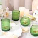 30pcs Assorted Ribbed Votive Candle Holders, Glass Holders Bulk for Wedding, Tea Light Candle Holder for Baby Shower St. Patrick's Day Table Centerpiece, Party and Home Decor Green