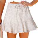 Womens Summer Flowy Shorts Casual Boho Floral Skorts Ruffle Mini Skirts Running Tennis Chiffon Butterfly Shorts (Beige, XL)