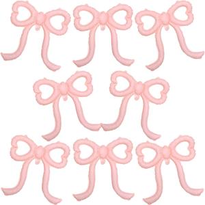 8 Pcs Pink Bow Balloons Foil Bow Party Decorations for Girl Women Birthday Balloon Decorations Bridal Engagement Wedding Decor Baby Shower Holiday Party Supplies