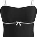 ZAFUL Tankini Tops for Women Strapless Bow Swimsuit Tummy Control Bathing Suit Tops Only No Bottom(Black, S)