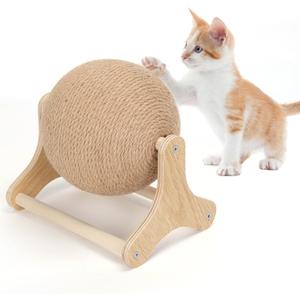 Outamateur Cat Scratcher Ball Toy, Sisal Cat Scratching Ball with Stable Stand, Interactive Exercise Toy for Small Pet Interactive Exercise and Play