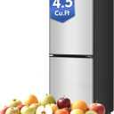 Compact Refrigerator with Freezer 4.5 Cu. Ft. Mini Fridge 2-Door Dorm Fridge with Adjustable 7-Level Thermostat & Glass Shelves, Small Refrigerator with Freezer for Home, RV, Apartment, Office, Silver