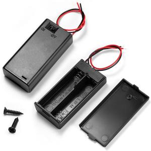 (Pack of 2 2 AA Battery Holder with Switch, 2X 1.5V AA Battery Holder Case with Wire Leads and ON/Off Switch