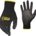 Gorilla Grip Work Gloves, Never Slip Maximum Grip All-Purpose, Gloves for Men, Superior in Wet, Dry, Oily Conditions, Polymer Palm, Medium Size, 25 Pairs, Black/Yellow | 25036-25