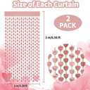 2 x 2 Pack 3.2ft x 6.6ft Valentine's Day Metallic Foil Fringe Curtain, Rose Gold Heart Shape Tinsel Curtains Streamers Photo Props Backdrop for Valentine's Day Engagement Wedding Party Decorations