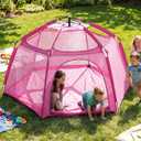 Alvantor Pop Up Playpen- 7'x7'x44Baby Playpen Large Kids Play Tent Portable and Foldable Playpen Indoor/Outdoor Play Yard with Protective Mesh, UV SPF 50+ Sunshade, and Soft Foam Floor, Pink