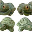 4Pcs Toilet Bolt Caps, Ceramic Toilet Bolt Covers Frog & Turtle Toilet Bolt Covers Decorative, Toilet Floor Bolt Caps for Bathroom Cute Decor