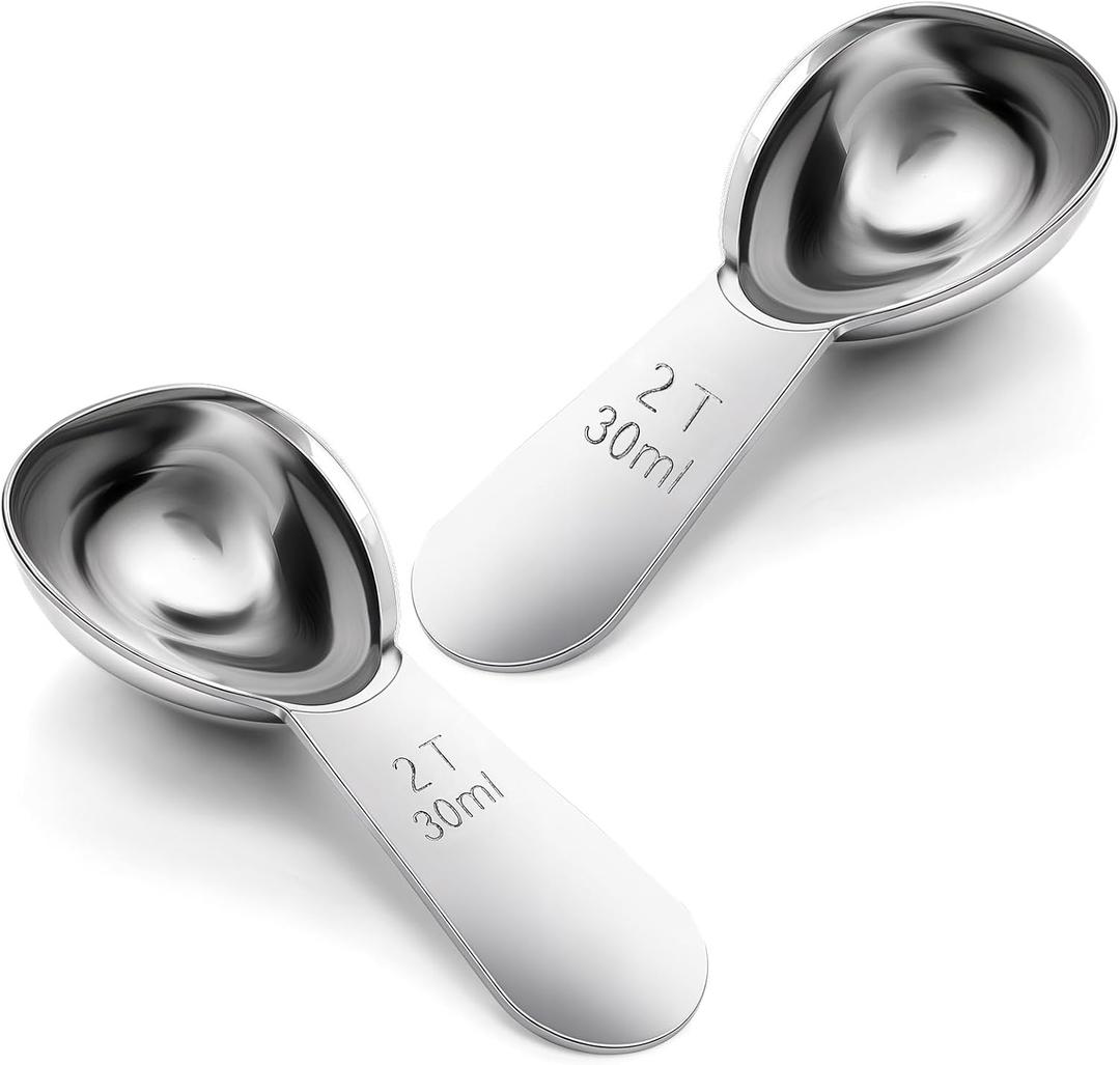 2 Tbsp Scoop Coffee Scoop, 2 Tablespoon Measuring Spoons(30ml), 18/8 Stainless Steel Short Handled Measure Scooper for Calculateing and Grinding Tea Sugar Christmas Kitchen Gift Jar Beans