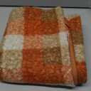 Orange Plaid Fall Throw Pillow Covers 20x20 Inch Set of 2, Boucle Decorative Pillow Covers,Cozy Fluffy Home Living Room Farmhouse Decor for Sofa Couch Bed