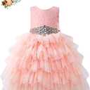 Cilucu Baby Girls Maxi Dress Tutu Sleeveless Flower Girls Dresses V-Back A-Lined (24 Months, Blush Pink)