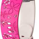 Flower Engraved Band for Samsung Galaxy Watch 7/6/5/4/FE 40mm 44mm/Galaxy Watch 6/4 classic Bands 47mm 43mm 46mm 42mm/Watch 5 pro 45mm Women,No Gap Silicone Cute Floral Strap Wristband Two-Tone Correa (06-hot pink starlight)