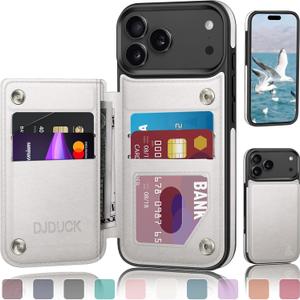 DJDUCK Designed for iPhone 17 Pro Max Case Wallet with Card Holder, [Magnetic Clasp Cover] [RFID Blocking Leather Protection] Shockproof Women Men Cases 6.9 Inch for Apple 17 ProMax White